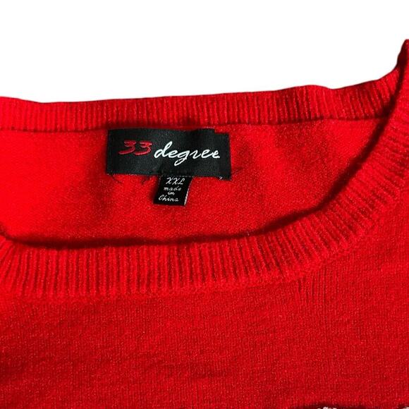 33 Degrees Amour Womens Graphic Sweater Size 2XL NWOT Red & White Cozy Pullover - Picture 12 of 14